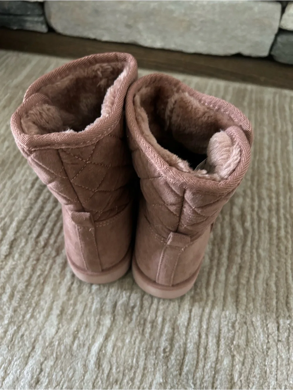 Girls Cozy Faux-Shearling Short Boots - Dusty Rose